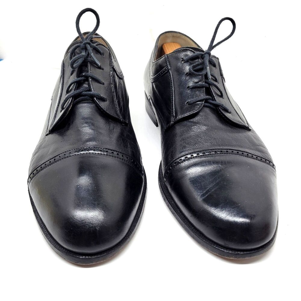 Bally "TRINO" Mens Black Leather Cap Toe Derbys Size US 9.5 EEE